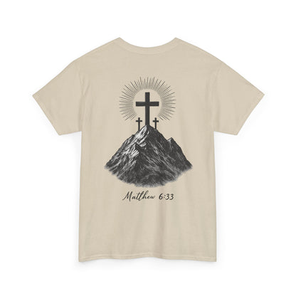 Faith-Inspired Unisex Heavy Cotton Tee - Spiritual Gift, Christian Apparel, Inspirational Shirt, Matthew 6:33, Casual Wear